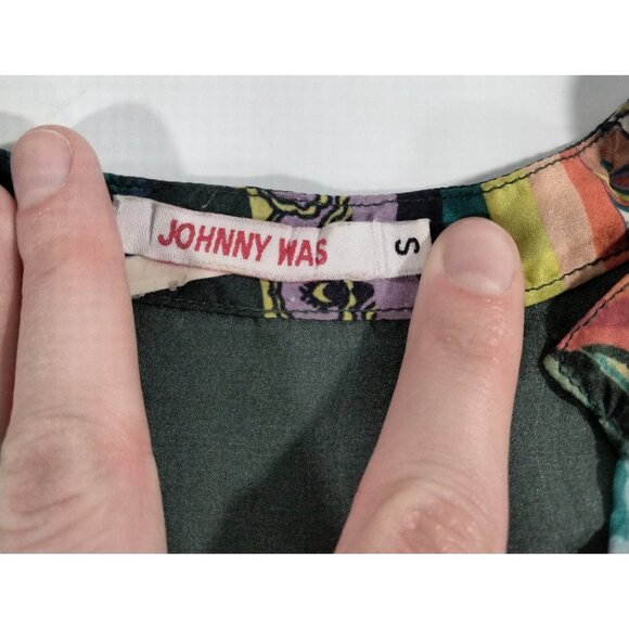 Johnny Was Size Small Multicolor Oversized Floral Silk Blouse Patchwork Boho - Picture 8 of 9
